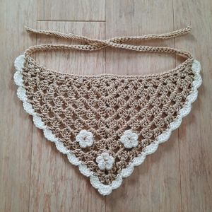 Crochet Flower Bandana (beige, off white)